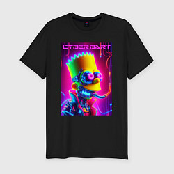 Мужская slim-футболка Cyber Bart - neon glow fantasy