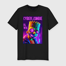 Футболка slim-fit Bart Simpson cyber zombie - halloween ai art, цвет: черный