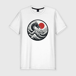 Футболка slim-fit Дракон в японском ретро стиле, цвет: белый
