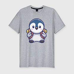 Мужская slim-футболка Пингвин турист