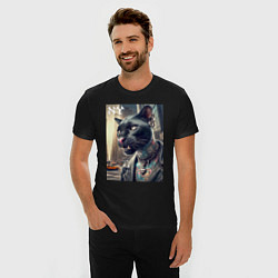 Футболка slim-fit Cool dude panther from New York - ai art, цвет: черный — фото 2