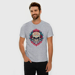 Футболка slim-fit Roses skull, цвет: меланж — фото 2