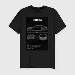Футболка slim-fit BMW M5 чертежи, цвет: черный