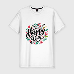 Мужская slim-футболка Happy day с цветами