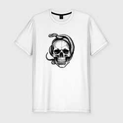 Мужская slim-футболка Череп со змеёй