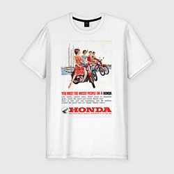 Мужская slim-футболка Honda мотоцикл