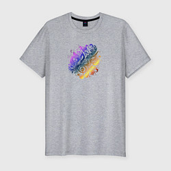 Футболка slim-fit Орнамент со скрипичным ключом, цвет: меланж