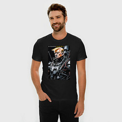 Футболка slim-fit Cyber Trump - ai art fantasy, цвет: черный — фото 2