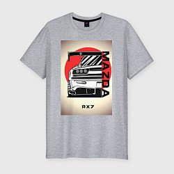 Футболка slim-fit Mazda rx-7 автомобиль гоночный jdm, цвет: меланж