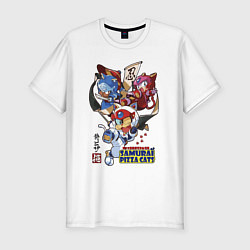 Мужская slim-футболка Samurai pizza cats