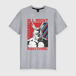 Футболка slim-fit Моя геройская академия All Might pease symbol, цвет: меланж