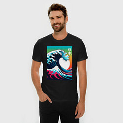 Футболка slim-fit Japanese wave - ai art, цвет: черный — фото 2