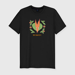 Футболка slim-fit Милый лис - Мой дикий друг, цвет: черный