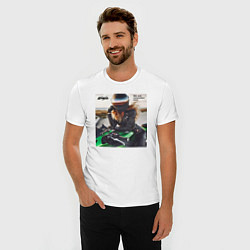 Футболка slim-fit Девушка на мотоцикле Kawasaki ninja- память, цвет: белый — фото 2