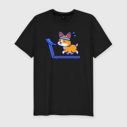 Футболка slim-fit Собачка на беговой дорожке, цвет: черный