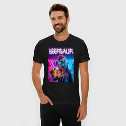 Футболка slim-fit Cyber beersaur - neon glow, цвет: черный — фото 2