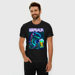 Футболка slim-fit Neon cyber beersaur - neon glow fantasy, цвет: черный — фото 2