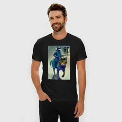 Футболка slim-fit Cat forces - ai art fantasy, цвет: черный — фото 2