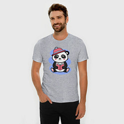 Футболка slim-fit Панда с книжкой, цвет: меланж — фото 2
