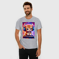 Футболка slim-fit Cutie kitten DJ - neon glow, цвет: меланж — фото 2