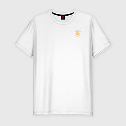 Футболка slim-fit Мы русские с нами Бог НИКА желтая патриоты, цвет: белый