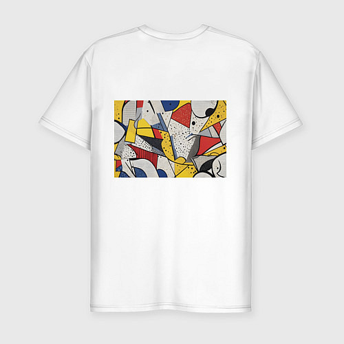 Мужская slim-футболка Поп-арт яркая абстракция / Белый – фото 2