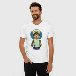 Футболка slim-fit Котик в медитации, цвет: белый — фото 2