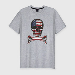 Футболка slim-fit Skull USA, цвет: меланж