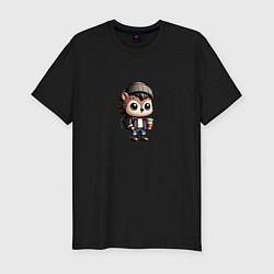 Футболка slim-fit Ежик-хипстер, цвет: черный