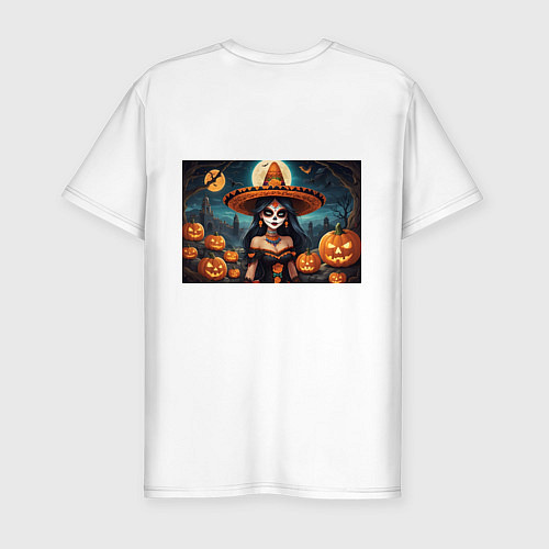 Мужская slim-футболка Страшилки ведьмочка / Белый – фото 2