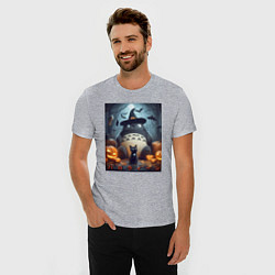 Футболка slim-fit Totoro and black cat - halloween fantasy, цвет: меланж — фото 2