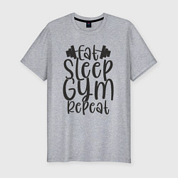 Мужская slim-футболка Eat sleep gym