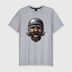 Мужская slim-футболка Усы на скорости