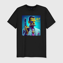 Футболка slim-fit Homer Simpson - godfather of the mafia, цвет: черный