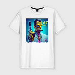 Футболка slim-fit Homer Simpson - godfather of the mafia, цвет: белый