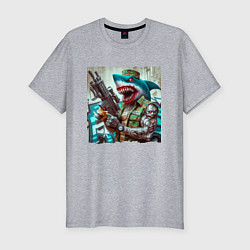 Мужская slim-футболка Dude shark - special forces