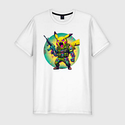 Футболка slim-fit Cool Pikachu - special forces, цвет: белый