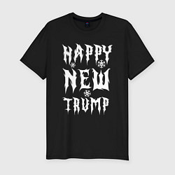 Мужская slim-футболка Happy new Trump - motto