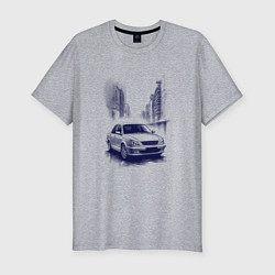 Мужская slim-футболка Автомобиль в синих тонах