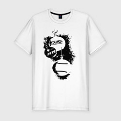 Футболка slim-fit Ёлочные шары, цвет: белый