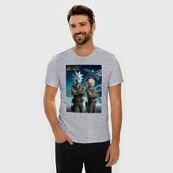 Футболка slim-fit Rick and Morty - air force нейроарт, цвет: меланж — фото 2