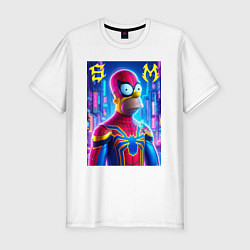 Мужская slim-футболка Homer Simpson and Spider man - collaboration