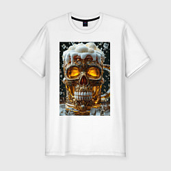 Футболка slim-fit Пенная кружка пива, цвет: белый