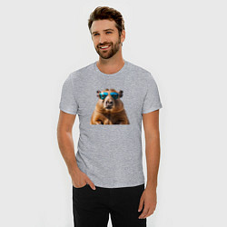 Футболка slim-fit Капибара в модных очках, цвет: меланж — фото 2