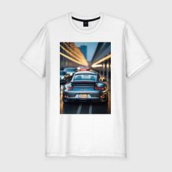 Мужская slim-футболка Porsche 911 в городе