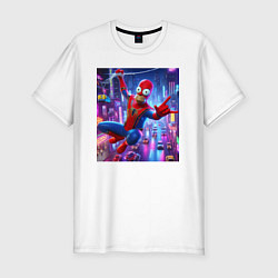 Футболка slim-fit Homer Simpson and Spider man - collaboration, цвет: белый