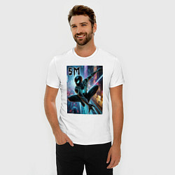 Футболка slim-fit Neon Spider-man - ai art fantasy, цвет: белый — фото 2