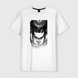 Футболка slim-fit Девушка с красными глазами, цвет: белый