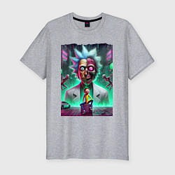 Футболка slim-fit Rick and Morty - neon skull, цвет: меланж