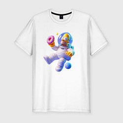 Футболка slim-fit Гомер Симпсон в открытом космосе, цвет: белый